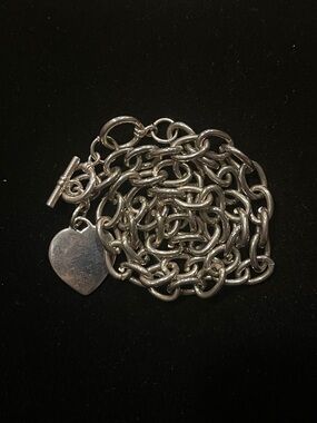 Heart Charm Silver Toggle Chain Bracelet - Women Jewelry-sturdy base metal